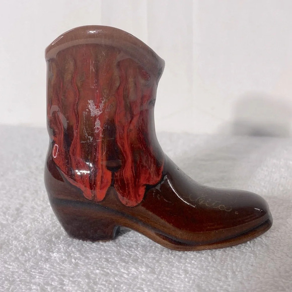 Vintage Brown Red Pottery Mini Boot Calgary Alta - Picture 4 of 11